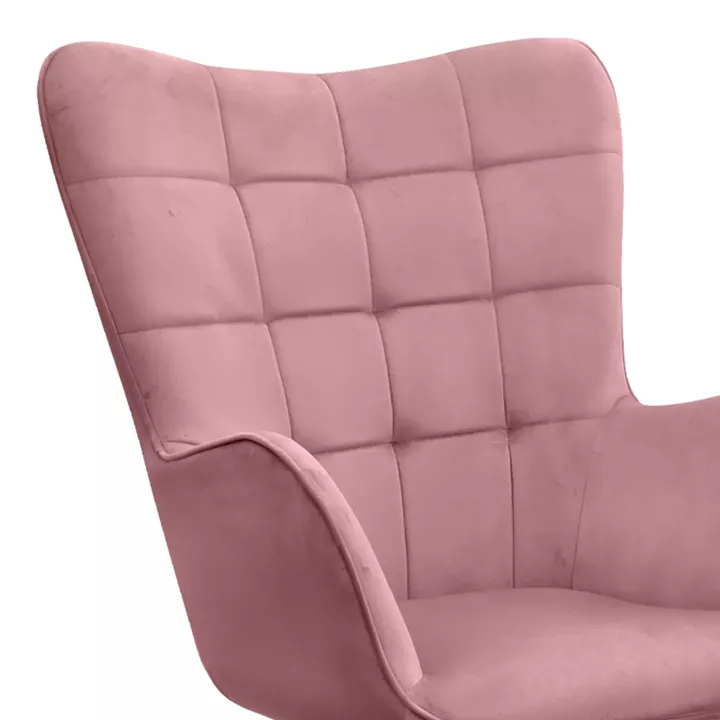 Πολυθρόνα - Μπερζέρα με υποπόδιο Lily Megapap σάπιο μήλο βελούδο - μεταλλικό πόδι χρώμα φυσικό 70x62x98εκ.