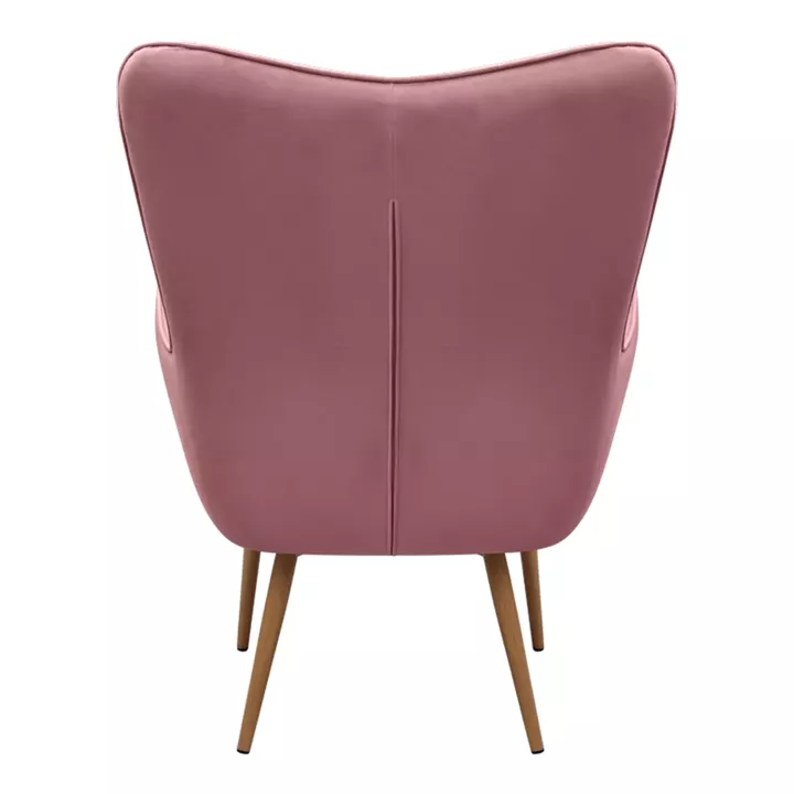 Πολυθρόνα - Μπερζέρα με υποπόδιο Lily Megapap σάπιο μήλο βελούδο - μεταλλικό πόδι χρώμα φυσικό 70x62x98εκ.