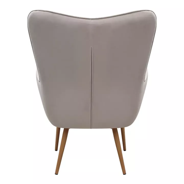 Πολυθρόνα - Μπερζέρα με υποπόδιο Lily Megapap μπεζ βελούδο - μεταλλικό πόδι χρώμα φυσικό 70x62x98εκ.