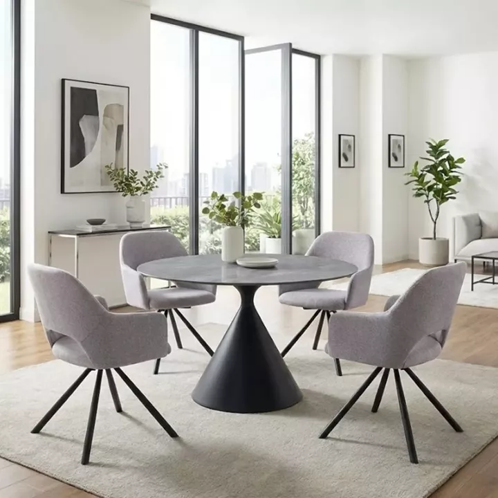 Πολυθρόνα τραπεζαρίας Gabriel Megapap μπεζ ύφασμα - μεταλλικό μαύρο πόδι 58x60x85εκ.