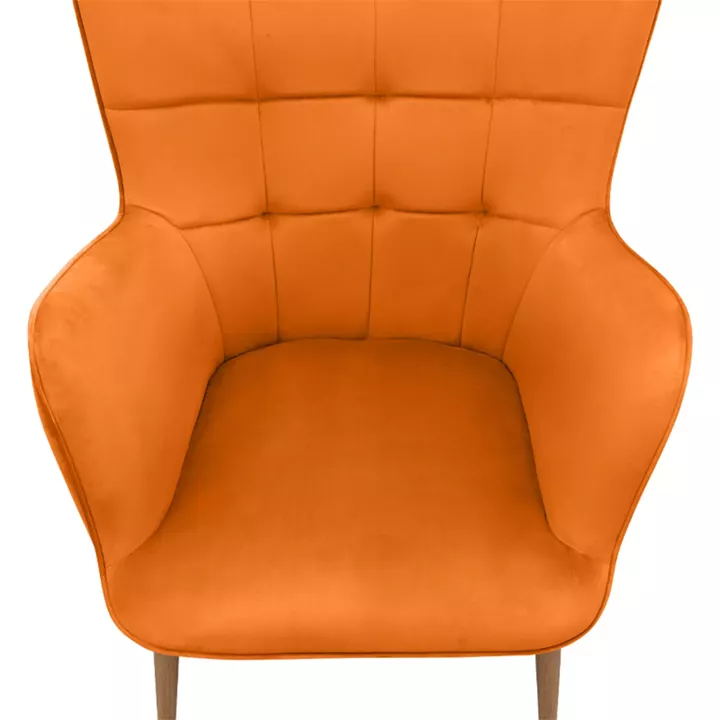 Πολυθρόνα - Μπερζέρα με υποπόδιο Lily Megapap κροκί βελούδο - μεταλλικό πόδι χρώμα φυσικό 70x62x98εκ.