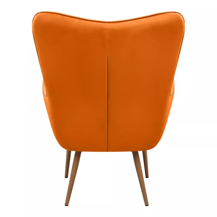 Πολυθρόνα - Μπερζέρα με υποπόδιο Lily Megapap κροκί βελούδο - μεταλλικό πόδι χρώμα φυσικό 70x62x98εκ.