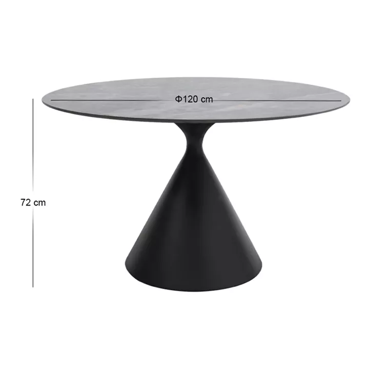 Τραπέζι Logan Megapap sintered stone - μέταλλο χρώμα γκρι εφέ μαρμάρου - μαύρο Ø120x72εκ.