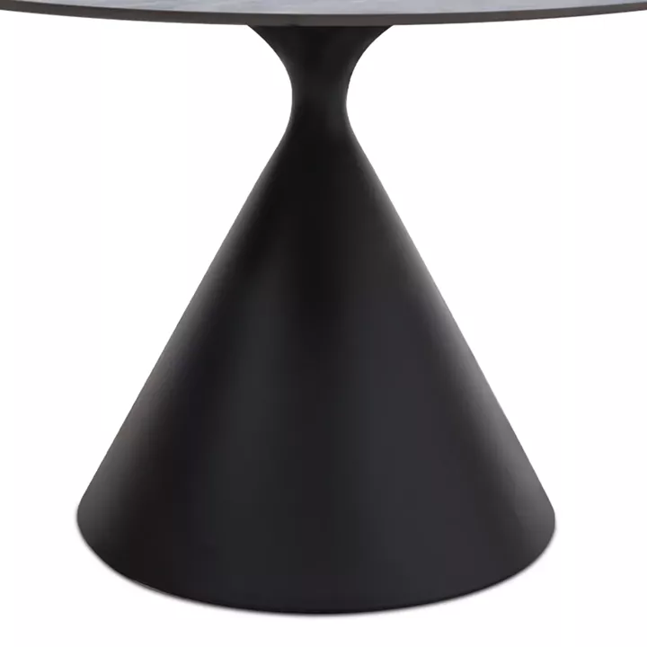 Τραπέζι Logan Megapap sintered stone - μέταλλο χρώμα γκρι εφέ μαρμάρου - μαύρο Ø120x72εκ.