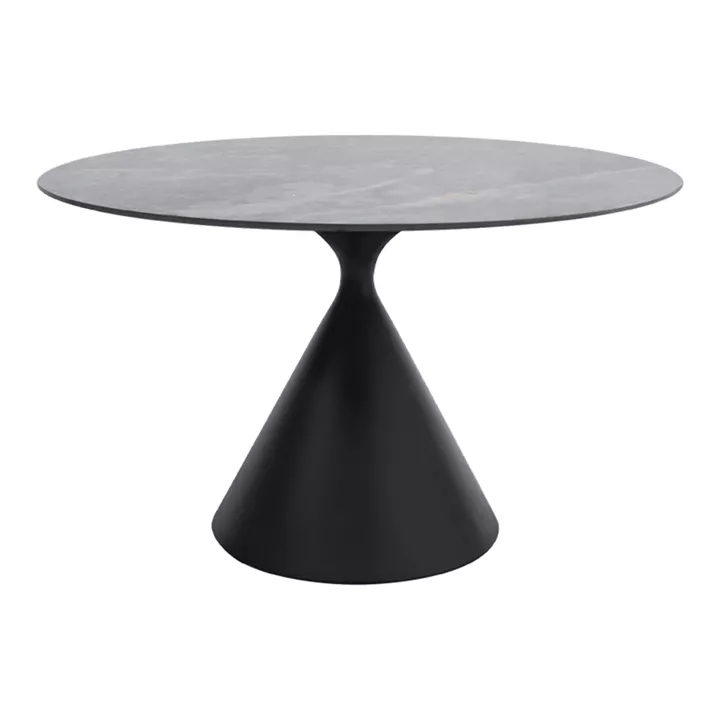 Τραπέζι Logan Megapap sintered stone - μέταλλο χρώμα γκρι εφέ μαρμάρου - μαύρο Ø120x72εκ.