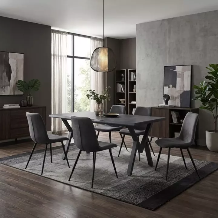 Τραπέζι Walter Megapap Mdf - μεταλλικό χρώμα σκούρο γκρι σκυροδέματος 160x80x75εκ.