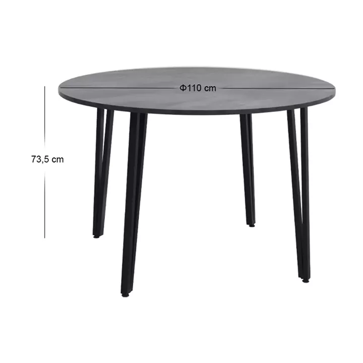 Τραπέζι Zeno Megapap χρώμα σκούρο γκρι σκυροδέματος Ø110x73,5εκ.