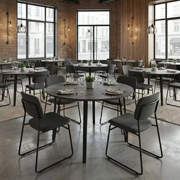 Τραπέζι Zeno Megapap χρώμα σκούρο γκρι σκυροδέματος Ø110x73,5εκ.