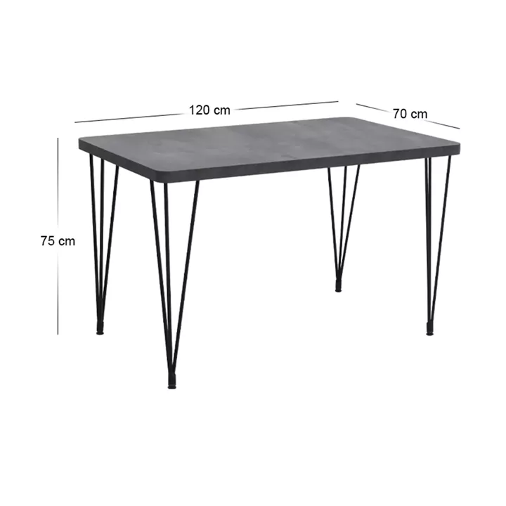 Τραπέζι Roger Megapap Mdf - μεταλλικό χρώμα σκούρο γκρι σκυροδέματος 120x70x75εκ.