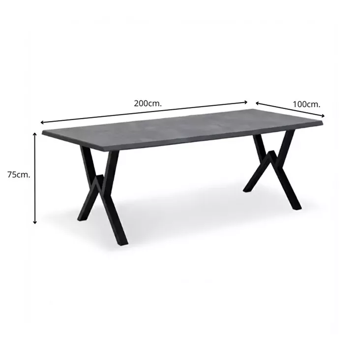 Τραπέζι Walter Megapap Mdf - μεταλλικό χρώμα σκούρο γκρι σκυροδέματος 200x100x75εκ.