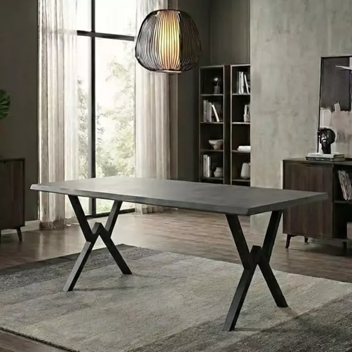 Τραπέζι Walter Megapap Mdf - μεταλλικό χρώμα σκούρο γκρι σκυροδέματος 200x100x75εκ.