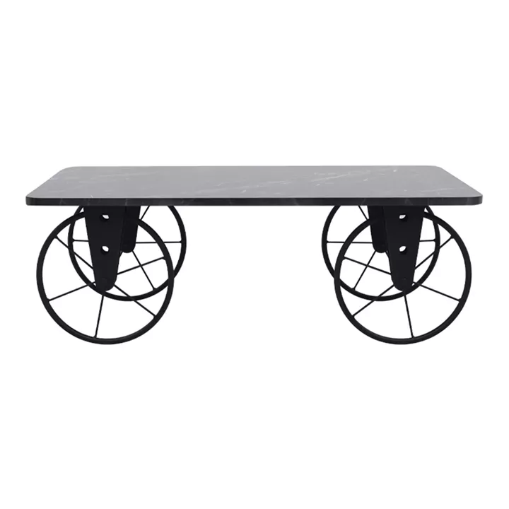 Τραπεζάκι σαλονιού Jemmy Megapap Mdf - μεταλλικό χρώμα μαύρο εφέ μαρμάρου 90x55x33εκ.