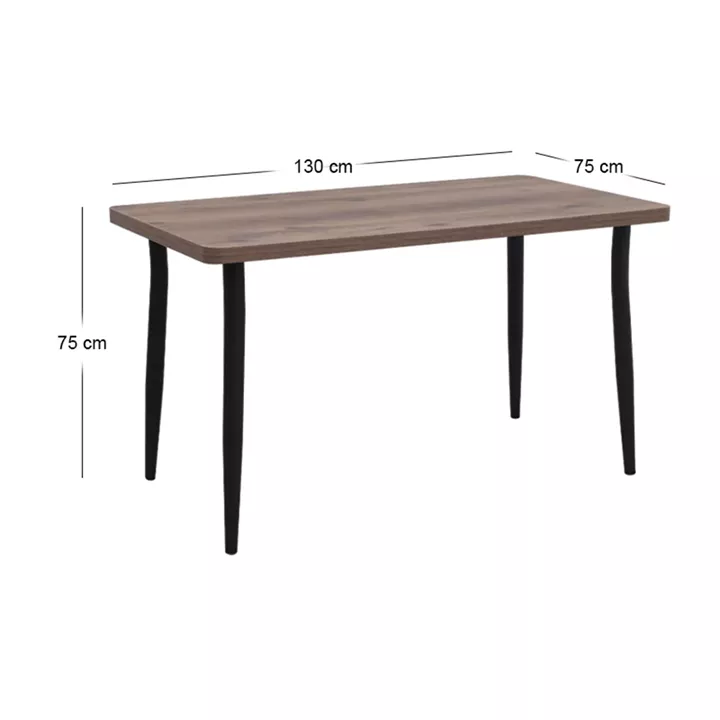 Τραπέζι Levico Megapap Mdf - μεταλλικό χρώμα καπνιστή καρυδιά 130x75x75εκ.