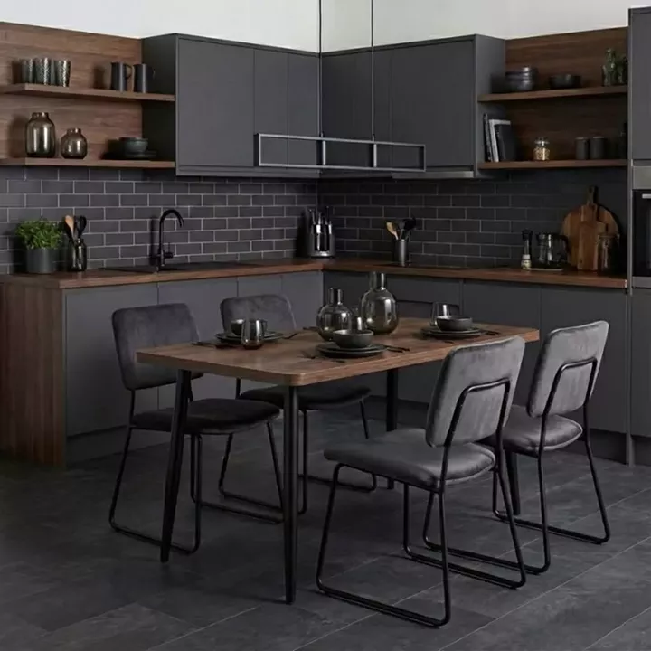 Τραπέζι Levico Megapap Mdf - μεταλλικό χρώμα καπνιστή καρυδιά 130x75x75εκ.