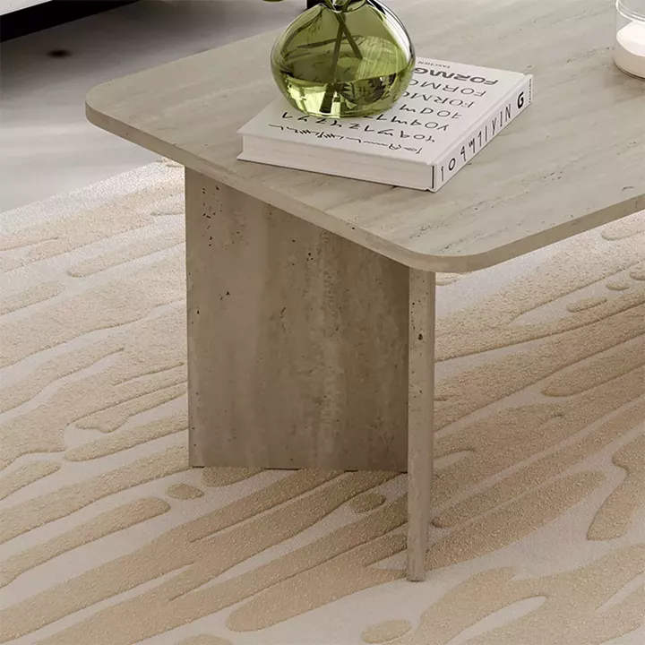 Τραπεζάκι σαλονιού Sam Megapap χρώμα neo travertine 100x60x41,8εκ.