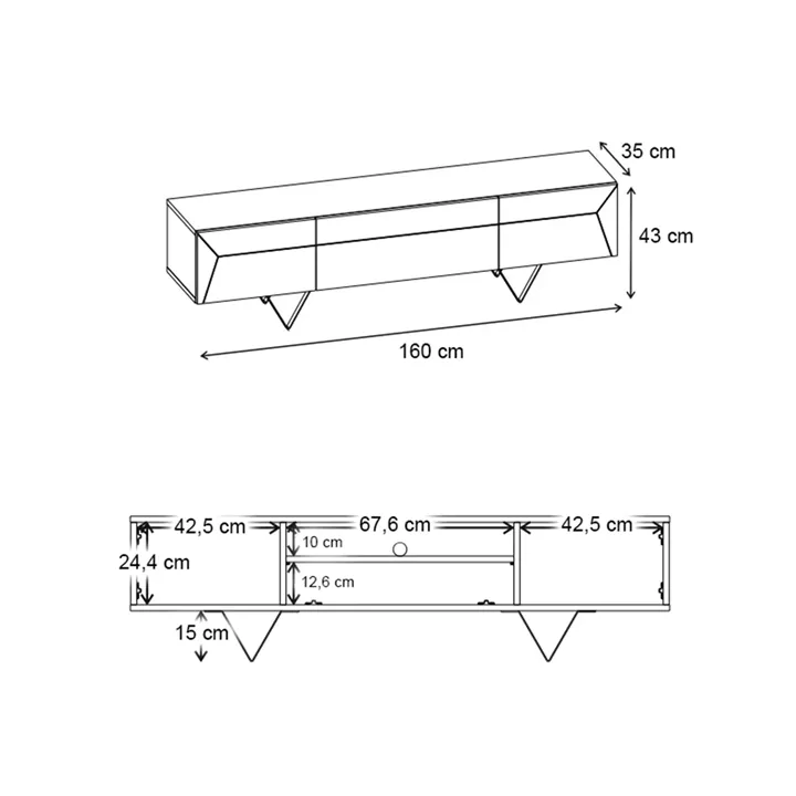 Έπιπλο τηλεόρασης Jacomen Megapap χρώμα sapphire oak 160x35x43εκ.