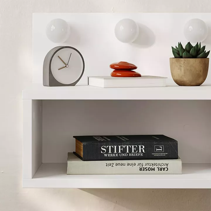 Κομοδίνο επιτοίχιο Treo Megapap με LED χρώμα λευκό 40x30x33,8εκ.