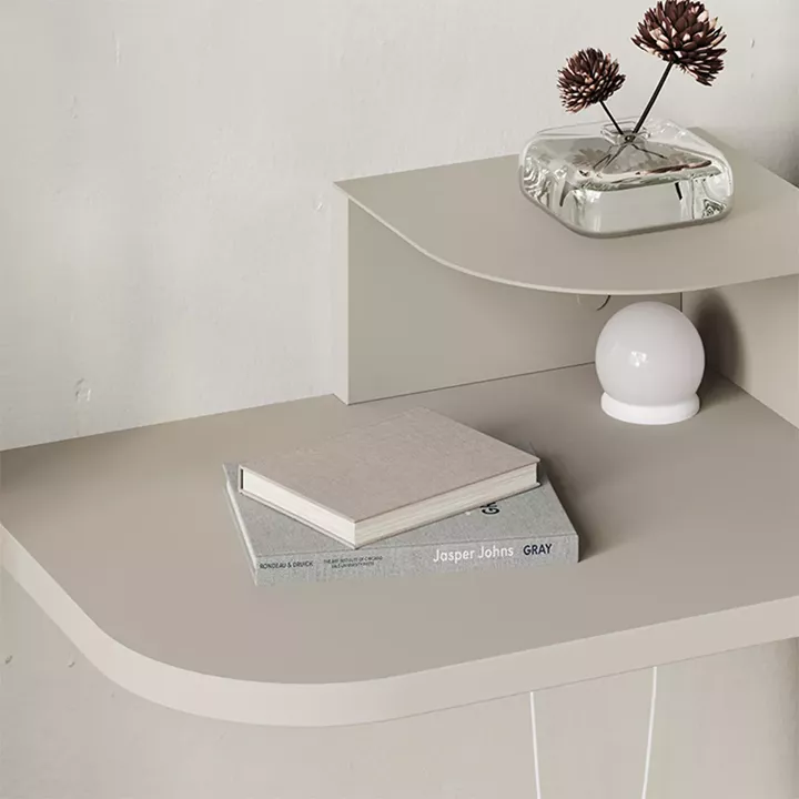 Κομοδίνο επιτοίχιο Luno Megapap με LED χρώμα sandstone 40x30x16,2εκ.