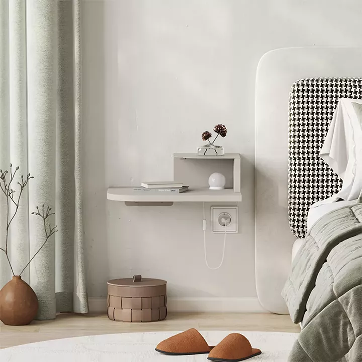 Κομοδίνο επιτοίχιο Luno Megapap με LED χρώμα sandstone 40x30x16,2εκ.