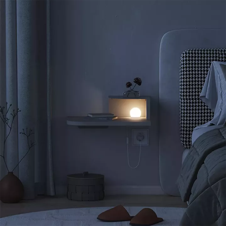 Κομοδίνο επιτοίχιο Luno Megapap με LED χρώμα sandstone 40x30x16,2εκ.