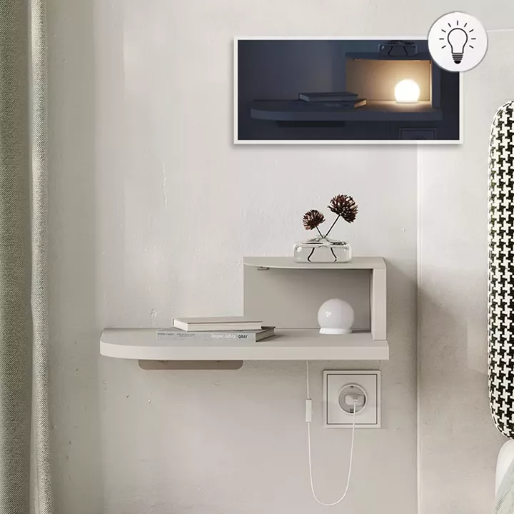 Κομοδίνο επιτοίχιο Luno Megapap με LED χρώμα sandstone 40x30x16,2εκ.