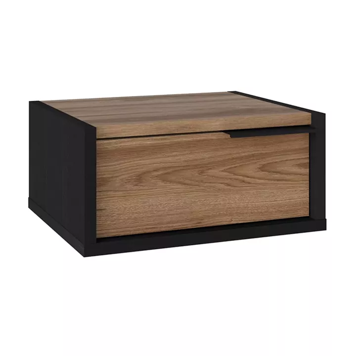 Κομοδίνο επιτοίχιο Eco Megapap χρώμα black wood - καρυδί 40x33x18,5εκ.