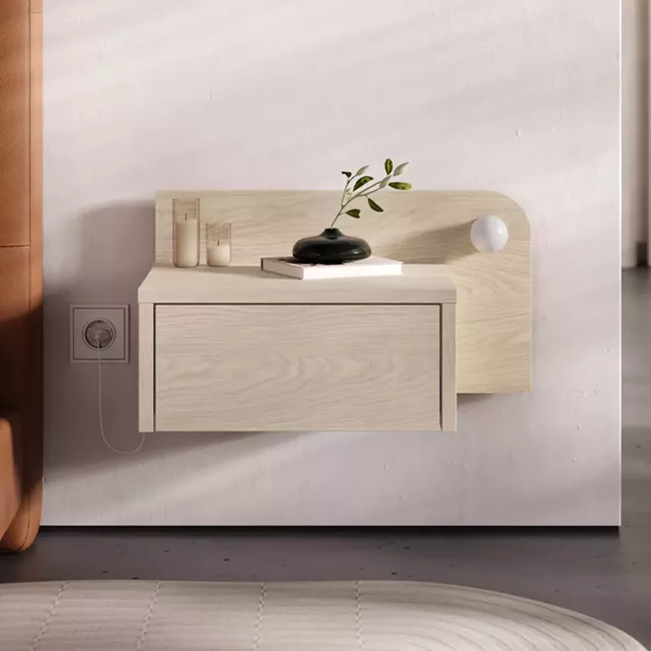 Κομοδίνο επιτοίχιο Dotta Megapap με LED χρώμα light oak 52x33,6x28εκ.