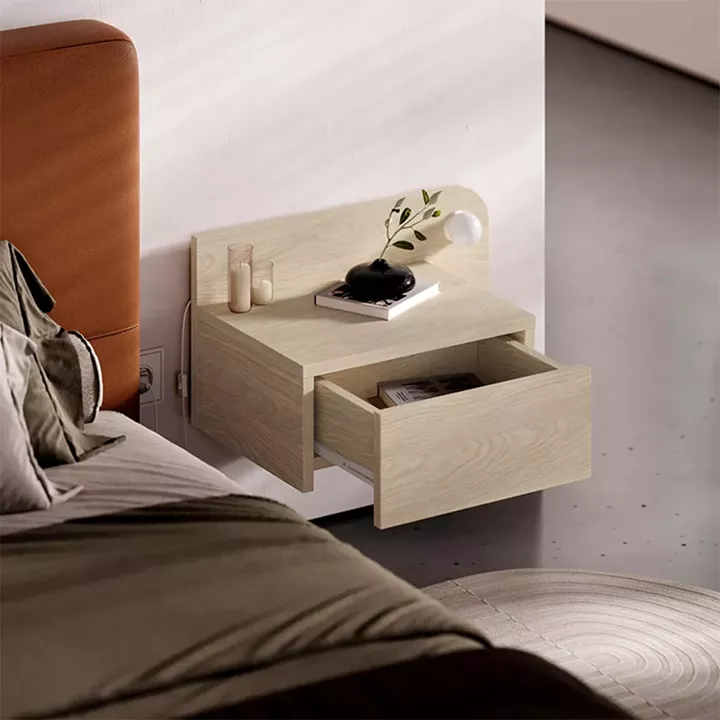 Κομοδίνο επιτοίχιο Dotta Megapap με LED χρώμα light oak 52x33,6x28εκ.