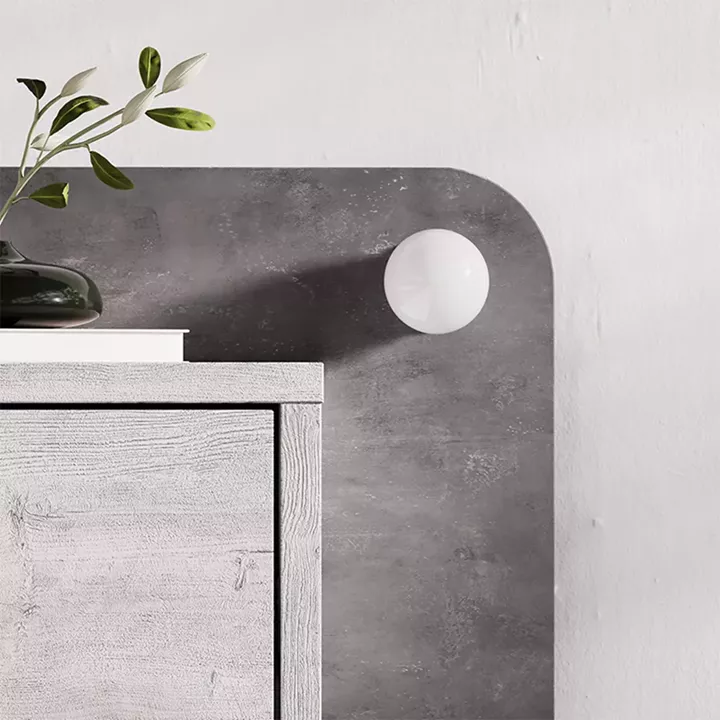 Κομοδίνο επιτοίχιο Dotta Megapap με LED χρώμα λευκό αντικέ - γκρι ρετρό 52x33,6x28εκ.