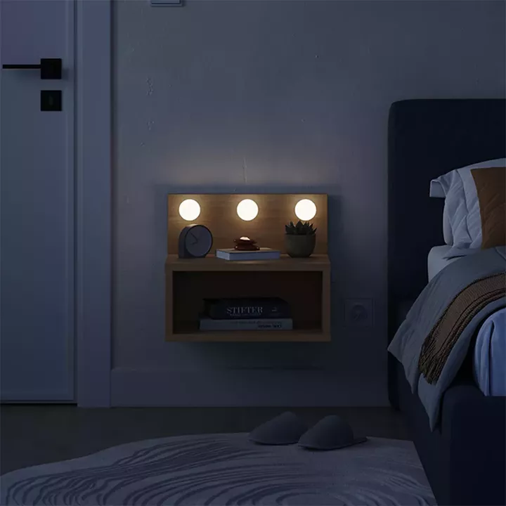 Κομοδίνο επιτοίχιο Treo Megapap με LED χρώμα sapphire oak 40x30x33,8εκ.