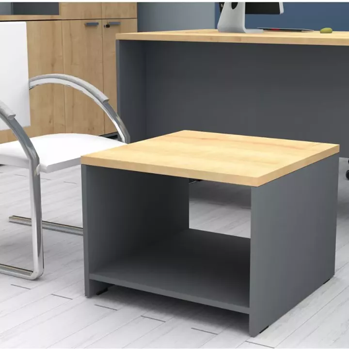 Τραπεζάκι γραφείου επαγγελματικό Venturo Megapap χρώμα ανθρακί - φυσικό οξιάς 60x60x45εκ.