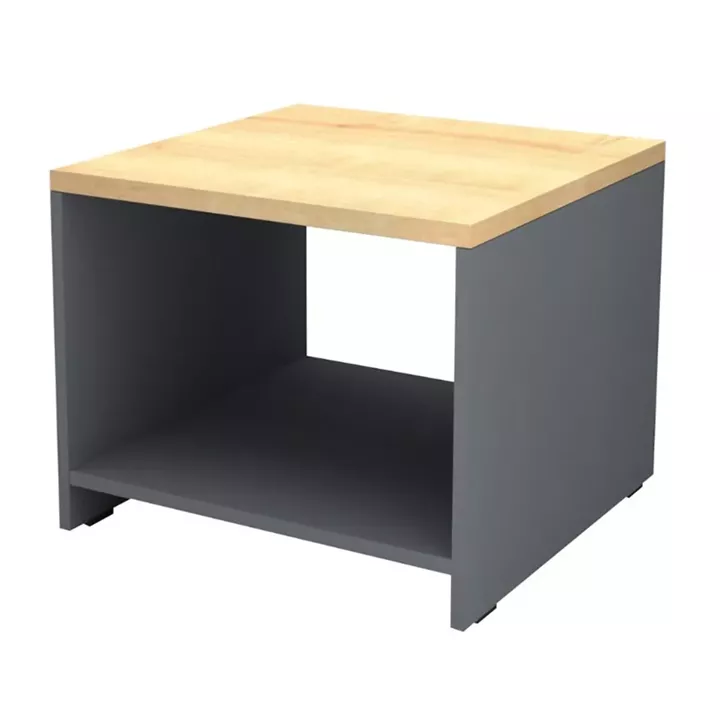 Τραπεζάκι γραφείου επαγγελματικό Venturo Megapap χρώμα ανθρακί - φυσικό οξιάς 60x60x45εκ.