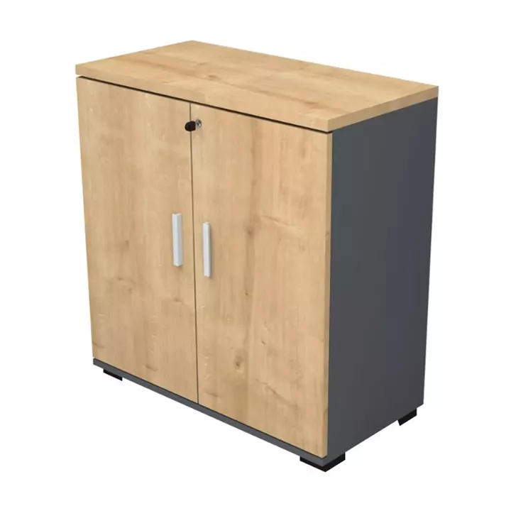 Ντουλάπι γραφείου επαγγελματικό Venturo Megapap χρώμα ανθρακί - φυσικό οξιάς 80x40x80εκ.