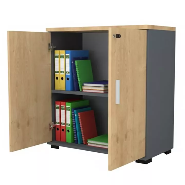 Ντουλάπι γραφείου επαγγελματικό Venturo Megapap χρώμα ανθρακί - φυσικό οξιάς 80x40x80εκ.