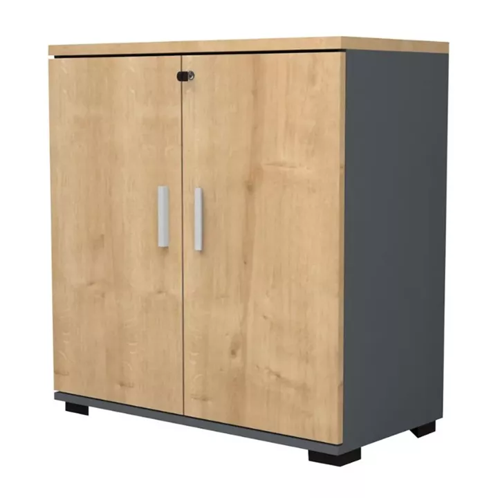 Ντουλάπι γραφείου επαγγελματικό Venturo Megapap χρώμα ανθρακί - φυσικό οξιάς 80x40x80εκ.