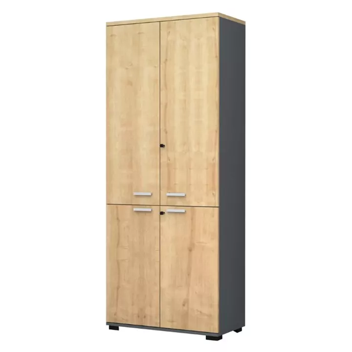 Ντουλάπα γραφείου επαγγελματική Venturo Megapap χρώμα ανθρακί - φυσικό οξιάς 80x40x200εκ.