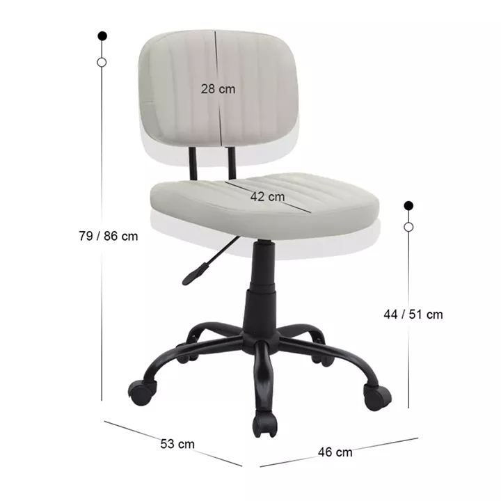 Καρέκλα γραφείου Romano Megapap από τεχνόδερμα χρώμα λευκό 46x53x79/86εκ.