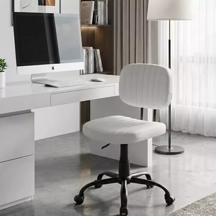 Καρέκλα γραφείου Romano Megapap από τεχνόδερμα χρώμα λευκό 46x53x79/86εκ.