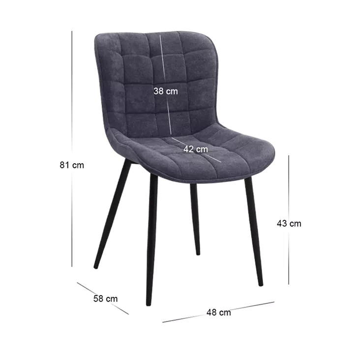 Καρέκλα τραπεζαρίας Chiara Megapap ανθρακί ύφασμα - μεταλλικό μαύρο πόδι 48x58x81εκ.