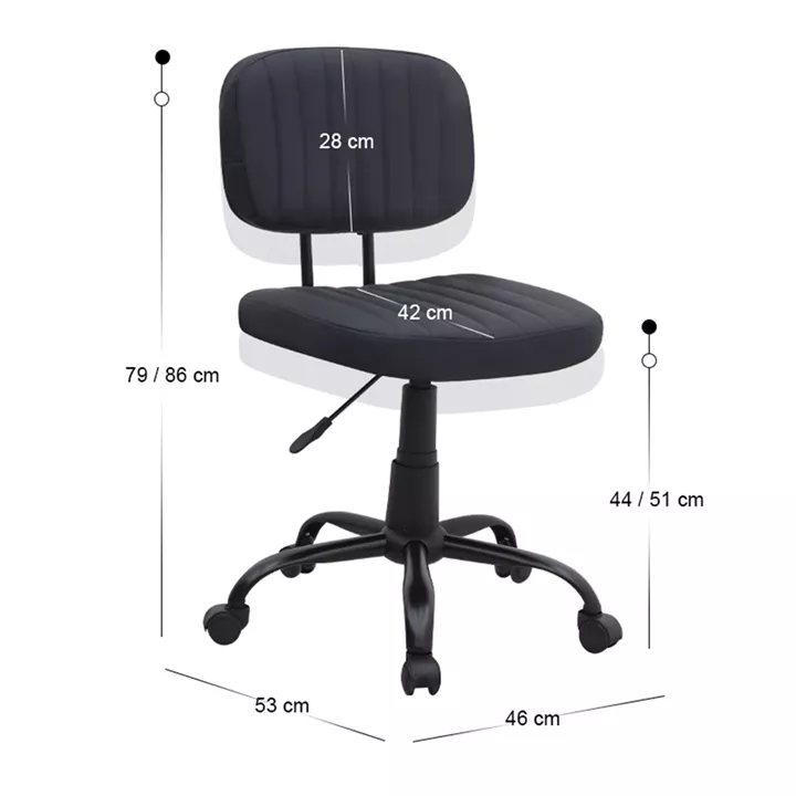 Καρέκλα γραφείου Romano Megapap από τεχνόδερμα χρώμα μαύρο 46x53x79/86εκ.