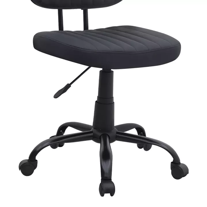 Καρέκλα γραφείου Romano Megapap από τεχνόδερμα χρώμα μαύρο 46x53x79/86εκ.