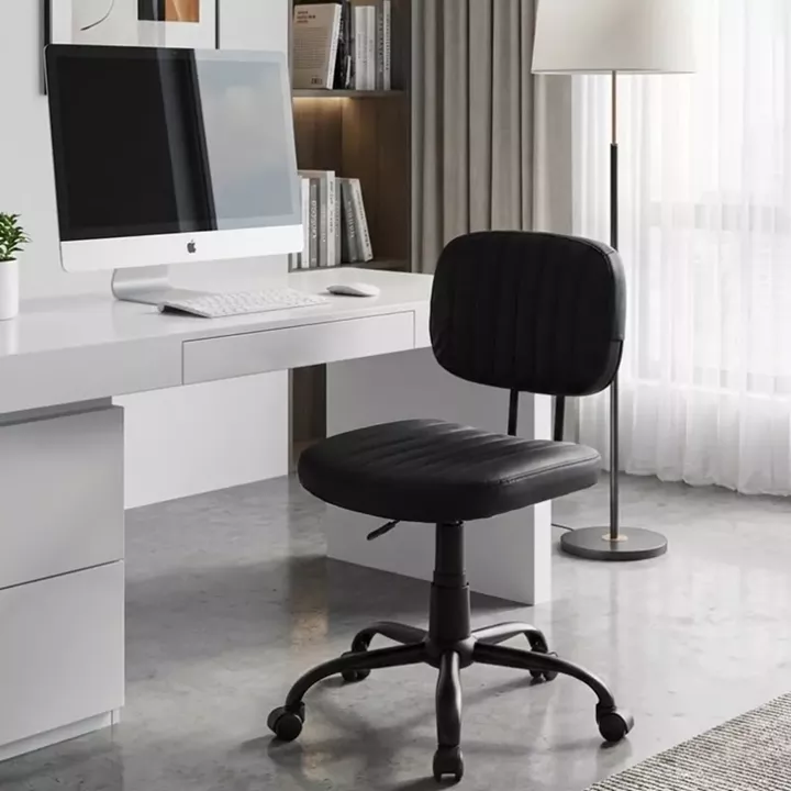 Καρέκλα γραφείου Romano Megapap από τεχνόδερμα χρώμα μαύρο 46x53x79/86εκ.