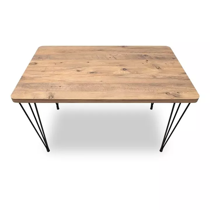 Σετ τραπεζαρία 5τμχ Roger - Rosa Megapap Mdf - PU χρώμα ακακίας - μαύρο 120x70x75εκ.