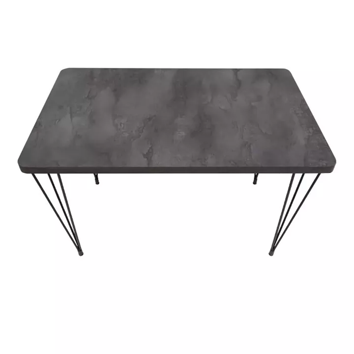 Σετ τραπεζαρία 5τμχ Roger - Rosa Megapap Mdf - PU χρώμα σκούρο γκρι σκυροδέματος - μαύρο 120x70x75εκ.