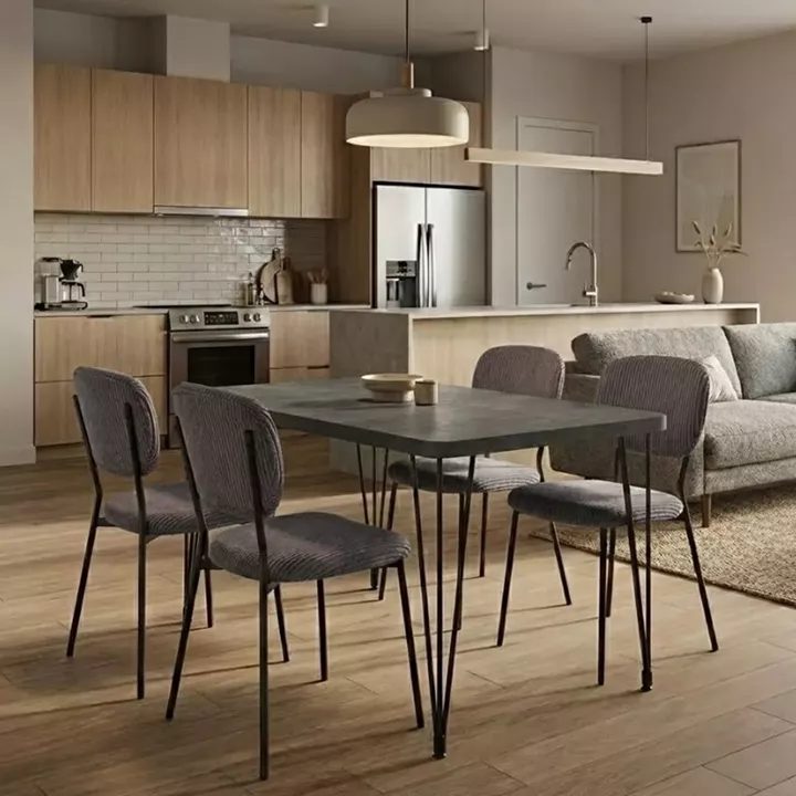 Σετ τραπεζαρία 5τμχ Roger - Kevin Megapap Mdf - ύφασμα χρώμα σκούρο γκρι σκυροδέματος - γκρι 120x70x75εκ.