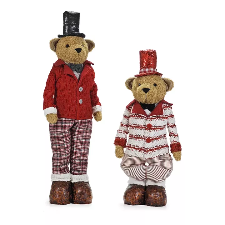 Χριστουγεννιάτικο Αρκουδάκι Με Εκτεινόμενα Πόδια 83cm Σε 2 Σχέδια