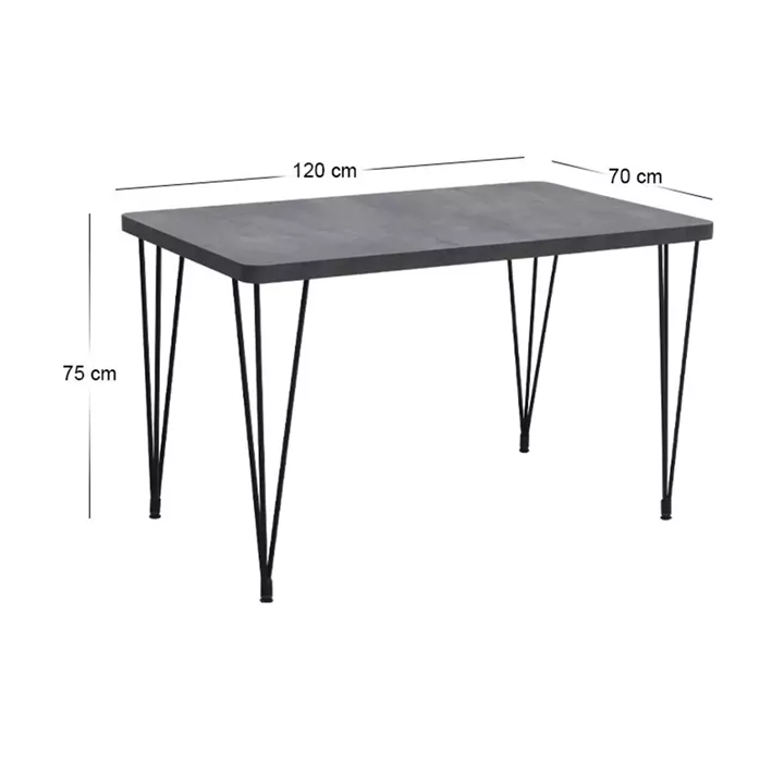 Σετ τραπεζαρία 5τμχ Roger - Viva Megapap Mdf - PP χρώμα σκούρο γκρι σκυροδέματος - μαύρο 120x70x75εκ.