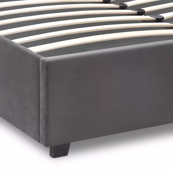 Κρεβάτι Kingston Megapap βελούδινο με αποθηκευτικό χώρο χρώμα ανθρακί 160x200εκ.