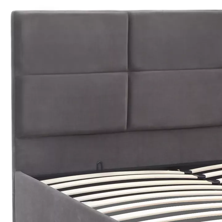 Κρεβάτι Kingston Megapap βελούδινο με αποθηκευτικό χώρο χρώμα ανθρακί 160x200εκ.