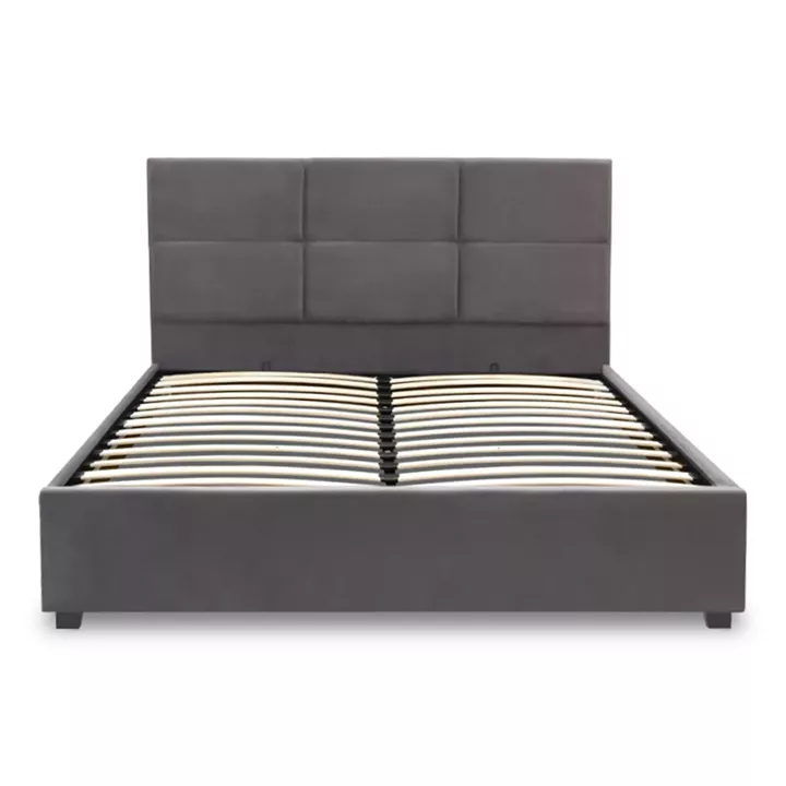 Κρεβάτι Kingston Megapap βελούδινο με αποθηκευτικό χώρο χρώμα ανθρακί 160x200εκ.